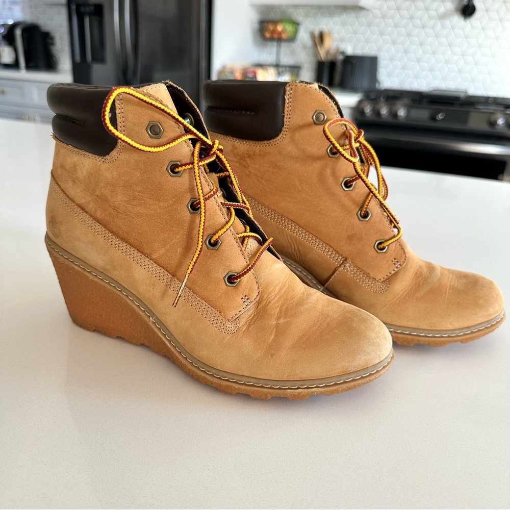 Sz 7.5 (38.5) TIMBERLAND Earthkeepers Amston Leather Wedge Boots